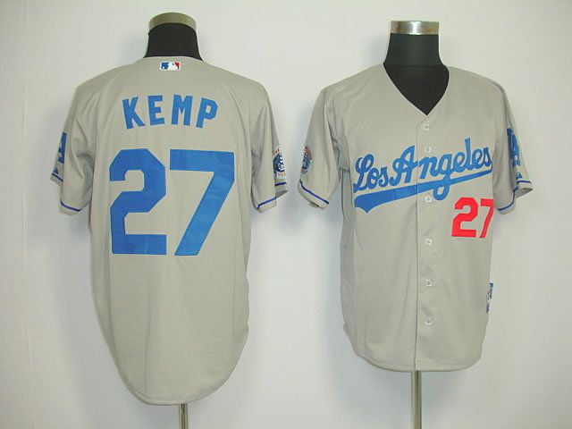 Men Los Angeles Dodgers #27 Kemp Grey MLB Jerseys